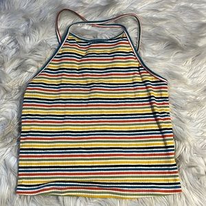 Ambiance Racer Back Striped Crop Top